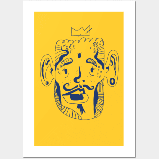 Navy Gold Strange King Pierre Posters and Art